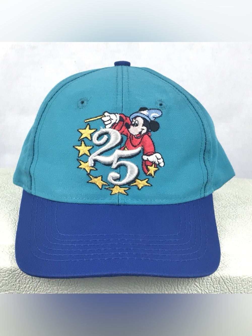 Vintage 90s Disney Teal and Royal Blue Sorcerer Mickey Snapback Hat